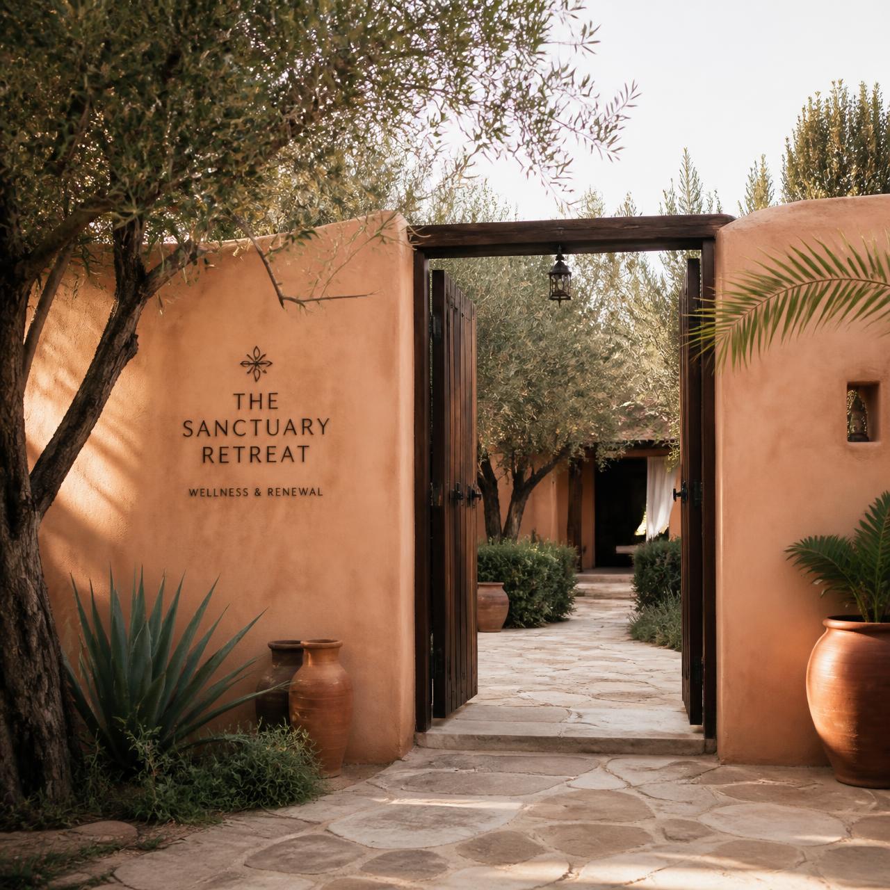 Sunlit courtyard entrance to the ANARA wellness sanctuary